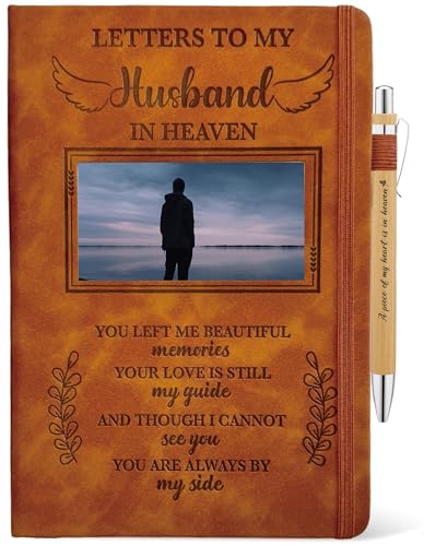 Husband Grieving Gift, Sympathy Condolence Remembrance Memorial Gifts | Letters To My Husband In Heaven Faux Leather Journal Window Cover 200 Pages A5 Lined for Family Friend Who Loss of Husband - style: Husband