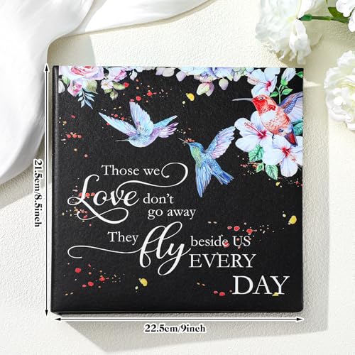ReliThick Cardinal Funeral Photo Album 4 x 6 Inch 200 Blank Pages Memorial Leather Memory Album Scrapbook for Memorial Service Celebration of Life Decor in Loving Party Supply(Hummingbird) - style: Hummingbird
