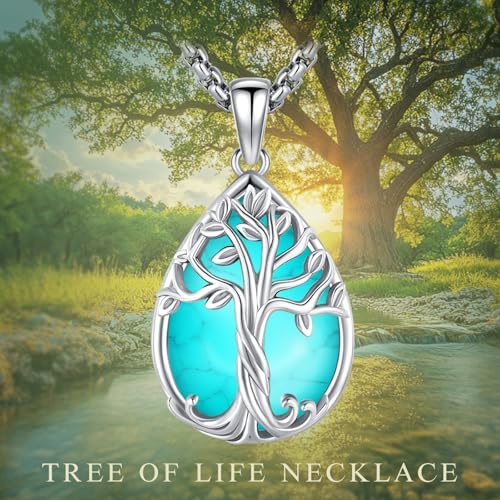 Eusense Tree of Life Necklace for Women Men Sterling Silver 925 Tree Urn Locket Cremation Jewelry Family Tree Pendant Gifts for Her Him Mom Dad Grandma Daughter - style: E-D-Tree of Life Necklace
