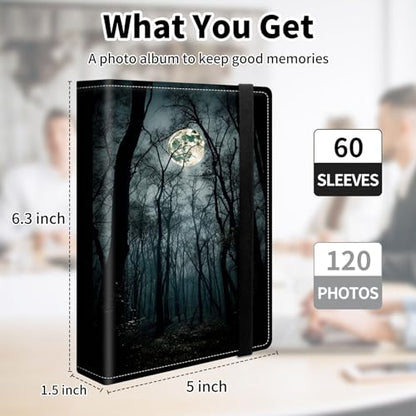 Photo Album 4x6 120 Pockets Photos with Elastic Band, PU Leather Photo Books Small Mini Capacity Picture Album for Family Wedding Travel Anniversary Baby Vacation Pictures, Moonlight Forest - color: Moonlight Forest