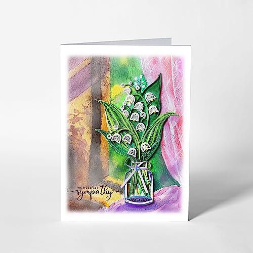 Lily of the Valley Card, Deepest Sympathy Card, Loss of Pet Mom Dad Child, Thinking Of You, Condolence Quilling Card for Loved One with Envelopes - color: Lily Sympathy