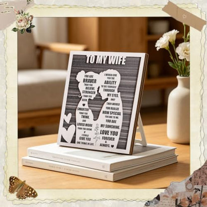 Mothers Day To My Wife Plaque | Valentines Romantic Gifts for Wife from Husband, Rustic Love Sign for Wife's Birthday, Wedding Anniversary, Christmas & Just Because - style: To My Wife