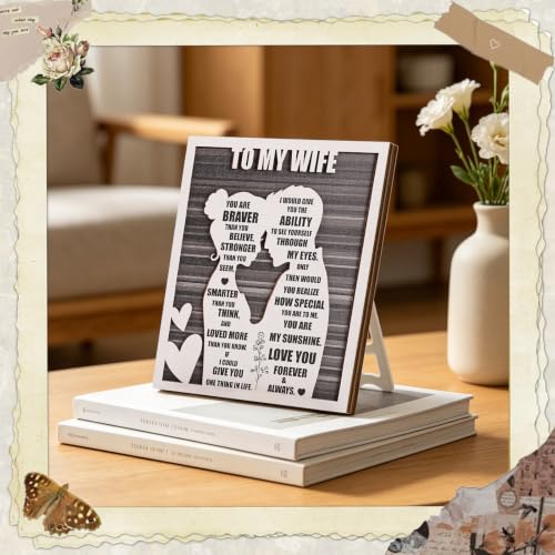 Mothers Day To My Wife Plaque | Valentines Romantic Gifts for Wife from Husband, Rustic Love Sign for Wife's Birthday, Wedding Anniversary, Christmas & Just Because - style: To My Wife