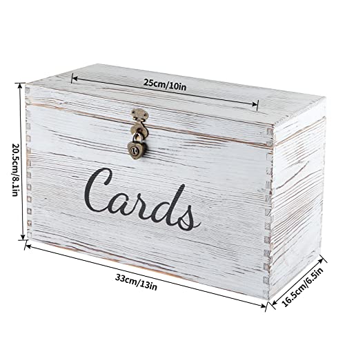 MDLUU Wood Wedding Card Box, Rustic Wedding Money Case with Lock, Envelope Holder Card Receiving Box for Reception, Birthday Party (White) - color: White