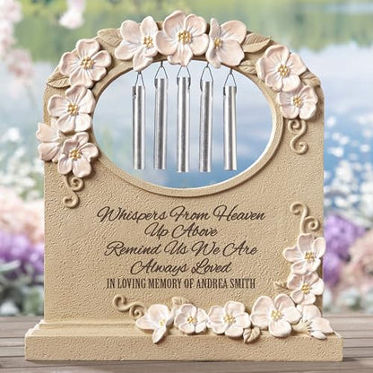 Let’s Make Memories Personalized Tabletop Memorial Chime - Sympathy - Condolences - Inscribed Poem - Made of Resin - Flower-Adorned - Whispers from Heaven - style: Whispers From Heaven