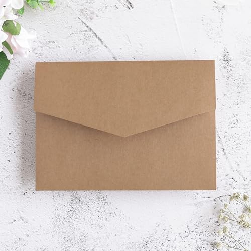 20 PCS Kraft Tri-fold Laser Cut Wedding Invitation Pockets for 5x7 Wedding Cards Bridal Shower Engagement Quinceanera Invite - color: Karft