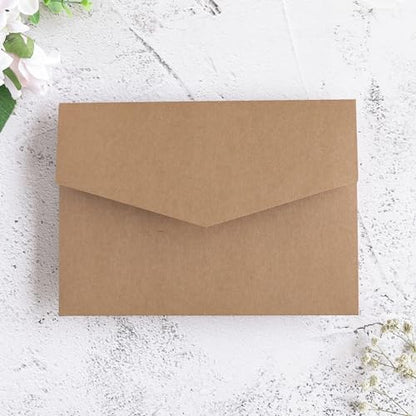 20 PCS Kraft Tri-fold Laser Cut Wedding Invitation Pockets for 5x7 Wedding Cards Bridal Shower Engagement Quinceanera Invite - color: Karft