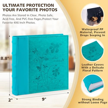 Photo Album Hold 200 4x6 Photos with Memo Writing Space (Dark&Light Blue) - color: Dark Blue & Light Blue