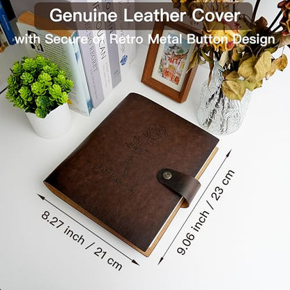 Photo Album 4x6 200 Pockets, Genuine Leather Photo Albums 200 Photos with Writing Space 30 Writing Paper, Family Wedding Travel Kids Graduation Ultrasound Baby Picture Album Scrapbook, Mother Gifts - color: Brown-Rose, size: 200 Photos