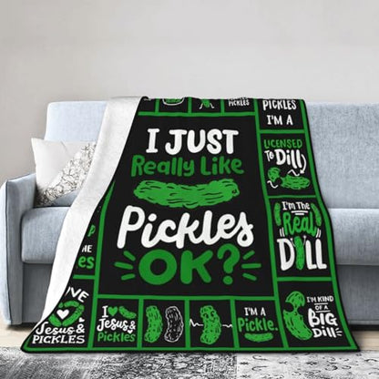 Pickle Blanket Super Soft Warm Pickle Fleece Throw Blanket I Just Really Like Pickle Women Girls Cozy Fluffy Lightweight Flannel Gifts Blankets for Men Adults 50"X40" - color: Pickle, size: 50"x40"