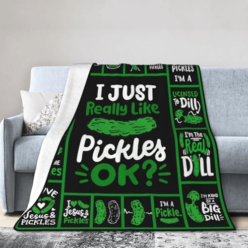 Pickle Blanket Super Soft Warm Pickle Fleece Throw Blanket I Just Really Like Pickle Women Girls Cozy Fluffy Lightweight Flannel Gifts Blankets for Men Adults 60"X50" - color: Pickle, size: 60"x50"