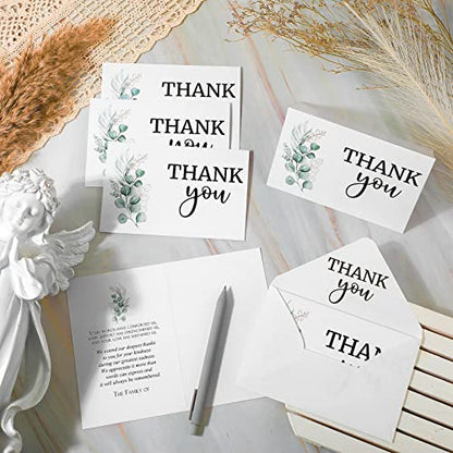 Fumete 50 Set Funeral Thank You Cards, Leaves - style: Leaves