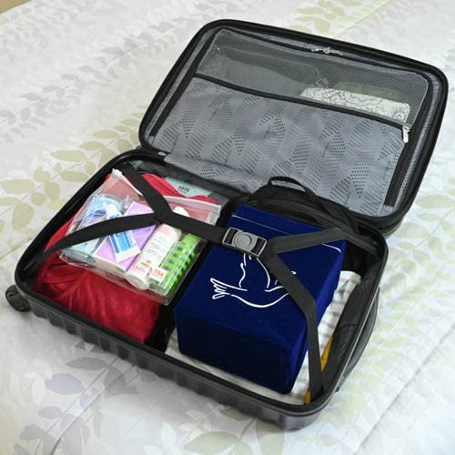 Velvet Urn Bag with TSA Approved Cremation Container | Holds Cremated Ashes of Human Adult | for Use in a Niche or Ground Burial | Fits The Crowne Burial Urn Vault (Black with Cross and Dove) - color: Black With Cross and Dove