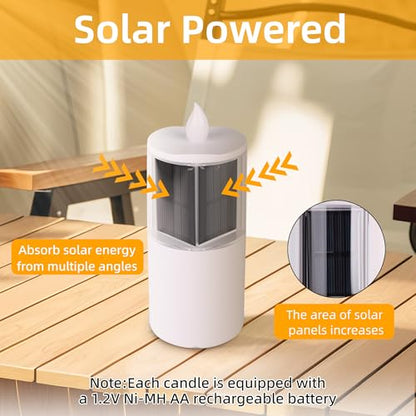 Solar Candles Outdoor Waterproof, 2.5"x6.5", Dusk to Dawn, Solar Powered Flameless Candles for Outdoor Christmas Garden Lawn Yard Patio Decor,Set of 1