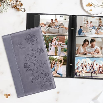 Artmag Photo Album 4x6 300 Photos, Extra Large Capacity Leather Cover Wedding Family Photo Albums Holds 300 Horizontal 4x6 Photos(Grey) - color: Grey, size: 300 Pockets