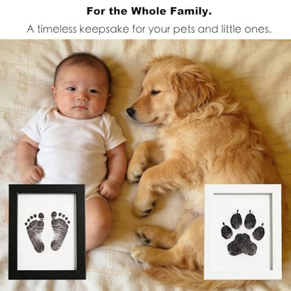 Dog Paw Print Kit & Cat Memorial Frame - Inkless Nose Print Stamp Pad for Dogs, Cats & Babies, Mess-Free Handprint Keepsake, Ink Pads & Wooden Photo Frames, Pet Memorial Gifts (Large 2 Packs) - size: large 2 packs