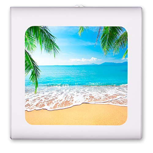 Plug in Dimmable LED Night Light with Dusk to Dawn Auto Sensor, Adjustable Brightness, Warm Light, Auto On-Off Nightlight for Bathroom, Hallway, Nursery, Bedrooms - View from the Sand on Beach - color: View from the Sand on Beach