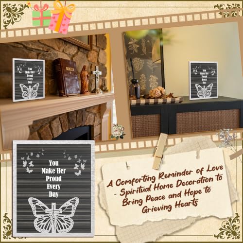 Memorial Plaque Sympathy Gifts for Loss of Loved One, "You Make Her Proud Every Day" Wooden Remembrance Sign for Bereavement, Funeral, Remembrance or Condolences - style: Make Her Proud