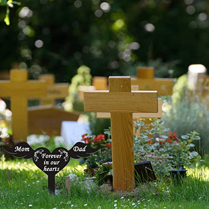 Wesiti Memorial Stakes Cemetery Grave Plaque Stake Markers Memorial Garden Wing Sign Remembrance Plaque Waterproof Sympathy Grave for Loss of Cemetery Decoration(Parents) - style: Parents