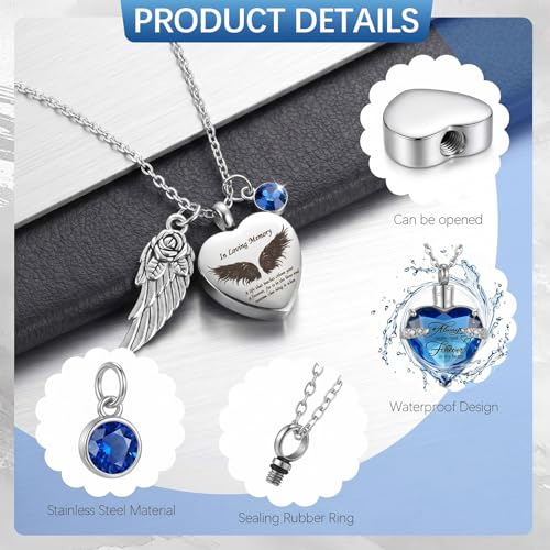 Ecation 18 Pcs Small Cremation Urns and Ashes Necklace Set, Blue - color: Blue