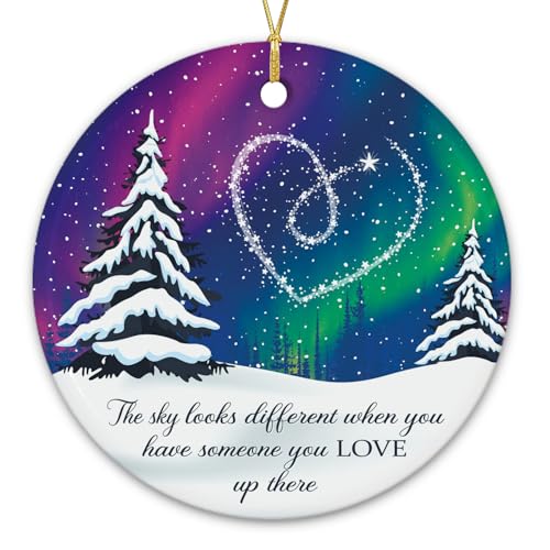 NewEleven Sympathy Loss of Loved One - Meaningful Present, Memorial Christmas Ornament for Loss of Mom, Dad - Bereavement Gift Idea from Friend, Family - Christmas Ornaments - color: Sky Looks Difference Blue Round
