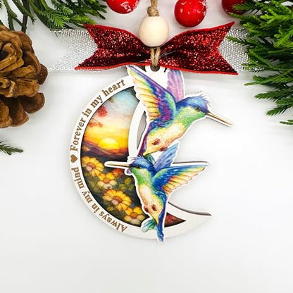 Memorial Christmas Ornament, Always in My Mind Hummingbird Suncatcher Ornaments, Bereavement Christmas Ornament Wooden - Acrylic, Sympathy Gifts for Loss of Loved One, in Loving Memorial Gifts (HL02) - style: HL02