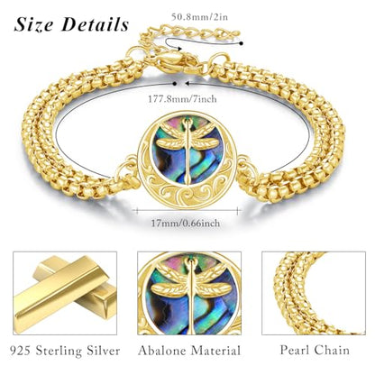 TUGHRA Ashes Bracelet for Women Urn Bracelet for Ashes 925 Sterling Silver Cremation Jewelry Memorial Gifts Keepsake Bracelet - style: Ashes Bracelet-coin-dragonfly-gold