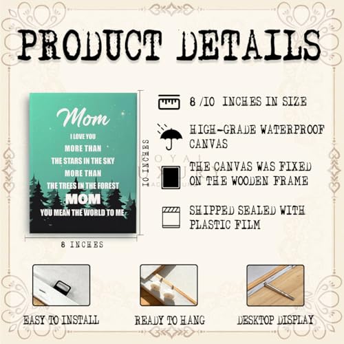 RTVJTERQ Mom Canvas Wall Art, I Love You More Than Stars & Trees Nature Quote Print, Great Gift for Mom, Ready to Hang 8x10 Inches - color: Quote 25