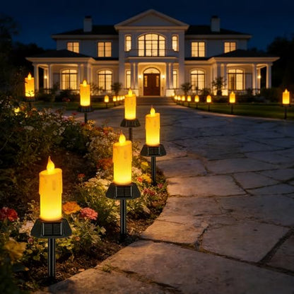 Flameless Grave Candles for Cemetery, Memorial Remembrance Climbing Flame Candles, Solar Powered Waterproof Outdoor Plastic Pillars with Detachable Stake (2 Pack) - size: 2 Pack