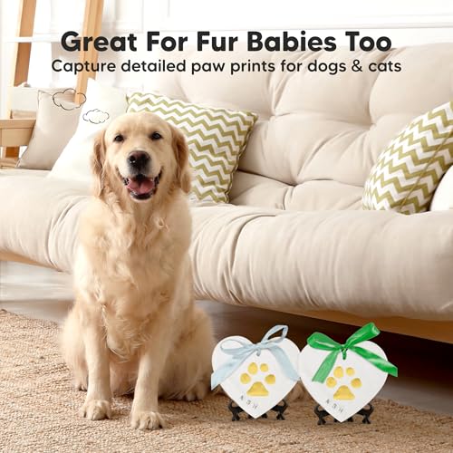 Baby Handprint Footprint Ornament Keepsake Kit, Newborn Imprint (Duo Heart) - color: Duo Heart