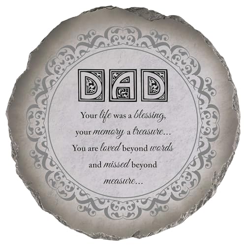 Magnolia Garden 10-Inch Dad Memorial Decorative Stepping Stone – Your Life was A Blessing Resin Garden Tile – Father Sympathy & Bereavement Outdoor Accent - size: 10 x 10 x 0.63, style: Dad Your Life Was A