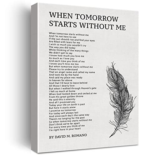Poem Wall Art When Tomorrow Starts Without Me Canvas Print Framed Bereavement Painting for Home Wall & Tabletop Décor - color: WHEN