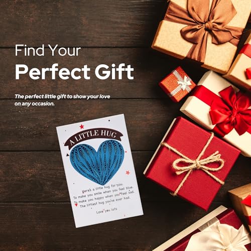 Little Pocket Hug Token & Greeting Card – Handmade Quilled Heart with NFC Bible Verse | Pocket Hug Card with Inspirational Scripture | Unique Christian Gift for Encouragement, Grief, Anxiety Relief & Long Distance Love (Blue Heart) - color: Blue Heart