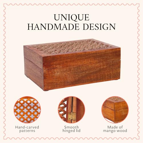 Mela Artisans Trellis Mango Wood Box - Medium Polish, 10.5x7.5 in - color: Medium Polish, size: Extra Large