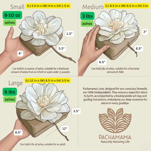 Biodegradable Water Burial Urn Kit with Pink Flower – Cruise Approved Ocean Ashes Scattering Ceremony with Certificate (3 Sizes) (Medium) - size: Medium