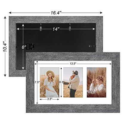 8x14 Collage Frame, 3 Open 4x6 Photo Frame Collage for Wall - color: Grey, size: 8x14 - (3 open4x6）
