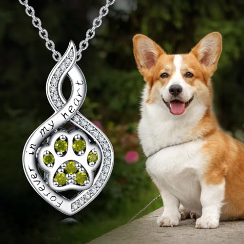 Butterfly/Dragonfly/Pet Paw/Tree of Life/Maple Leaf/Cross Urn Necklace for Ashes 925 Sterling Silver Cremation Pendant Jewelry Gifts for Women Mom - color: Paw-August