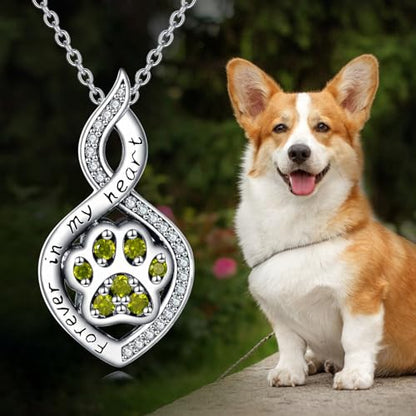 Butterfly/Dragonfly/Pet Paw/Tree of Life/Maple Leaf/Cross Urn Necklace for Ashes 925 Sterling Silver Cremation Pendant Jewelry Gifts for Women Mom - color: Paw-August