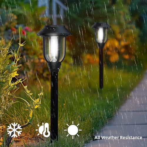 ILANCK 12 Pack Solar Lights Outdoor, 6000K Bright Solar Pathway Lights for Outside, Auto On/Off Waterproof Solar Powered,Landscape Lighting for Walkway, Yard, Path, Driveway, Garden - color: 6000K White Light