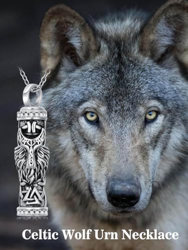 JKR Keepsake Urn Necklace for Ashes Cremation Jewelry Memorial Gift - style: 3-Wolf