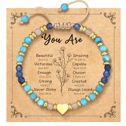 yupoxiu Natural Stone Bracelets - Inspirational Birthday Gifts for Women | Thinking of You & Get Well Soon Gifts for Women, Unique Jewelry Gift for Friend, Sister, Her - style: I-Blue Aventurine & you're