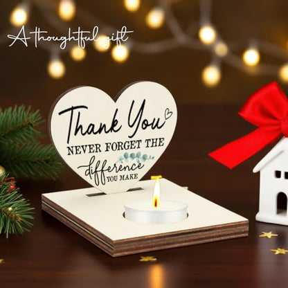 Christmas Thank You Friends Gifts, Never Forget The Difference You Make Quote, Appreciation Gift for Teachers Nurses Friends Bestie, Friendship Christmas Keepsake Candlestick Holders-LATZ05 - color: Wood Thank You