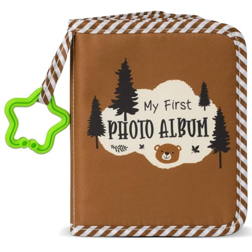 Baby's My First Family Album Soft Photo Cloth Book Forest Brown Bear My First Book of Photos Baby Memory Album Gift Holds 4x6 Pictures for Babies Newborn Toddler & Kids Baby Shower - style: Forest Brown Bear