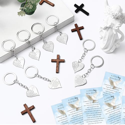 Ecally 40 Set Funeral Favors for Guest Celebration of Life Keychains Memorial Service Sympathy Gifts for Family Church Decoration (Angel) - style: Angel