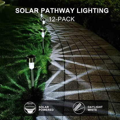 Solar Lights Outdoor Waterproof, Solar Garden Lights, Cold White, 12 Pack - color: Cold White, size: 12 Pack