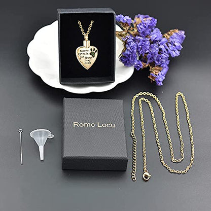 Fashion Pet Cremation Jewelry Stainess Steel Heart Keepsake Ashes Necklace Dog Cat Paw Memorial Urn Pendant - color: Gold-Green