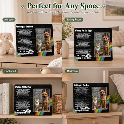 Pet Memorial Photo Frame - Waiting At The Door Dog Wooden Tabletop Picture Frame - Sympathy Memorial Gifts For Loss Of Dog Cat Owner - In Loving Memory Frame Favors -11