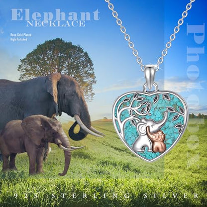 TUGHRA Locket Necklaces That Holds Picture Sterling Silver Elephant Locket Heart Pendant Necklace Photos Jewelry Gifts for Women Teen Mom Daughter - style: 06-Turquoise