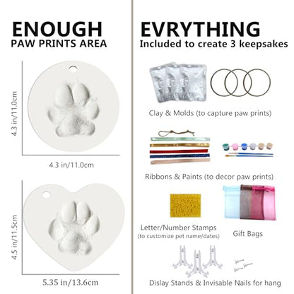MYPAWLETS Dog Cat Pawprints Keepsake Kit,3 Round,Clay Paw Print Ornaments - size: Make 3（3 circles）