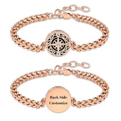 constantlife Compass Urn Bracelet for Ashes Stainless Steel Adjustable Link Bangle Cremation Keepsake Loved Ones Memorial Jewelry for Women Men - color: Customize